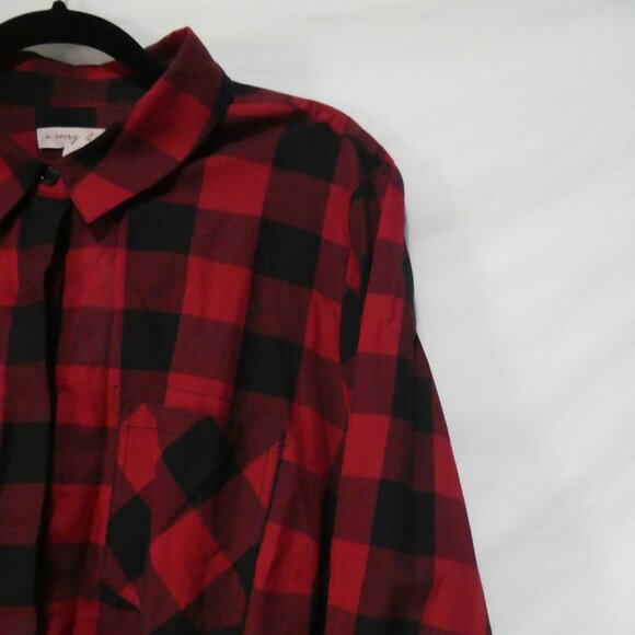 PENNINGTONS | 1X | Red and Black Checkered Flannel Shirt| Chest Pockets | NWT - Picture 5 of 16